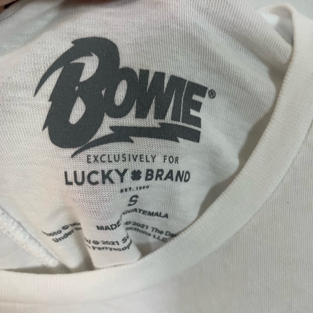 Lucky Brand White Bowie Graphic Tee men’s size small - Picture 3 of 4